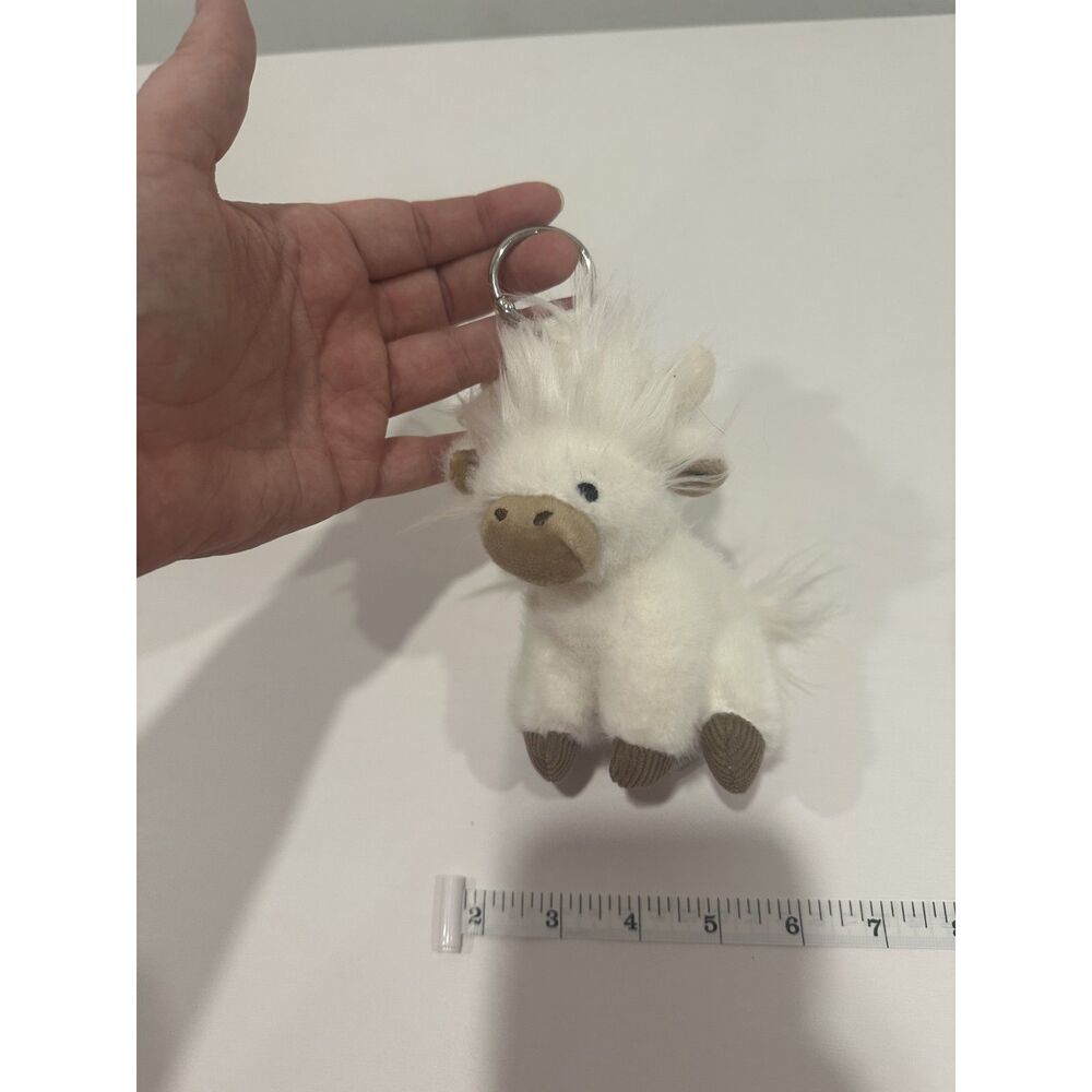 White Highland Cow Plush Keychain Bag Charm Shaggy Cow